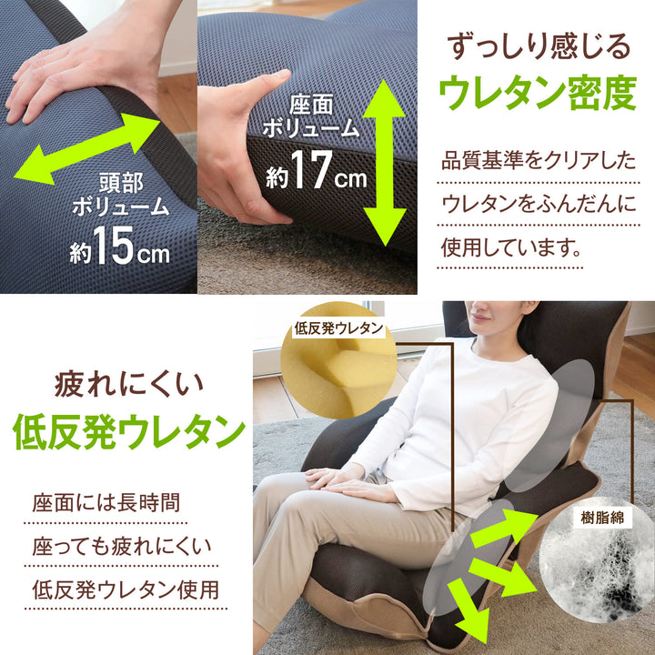 腰の神様がくれた座椅子　Basic　連動肘タイプ