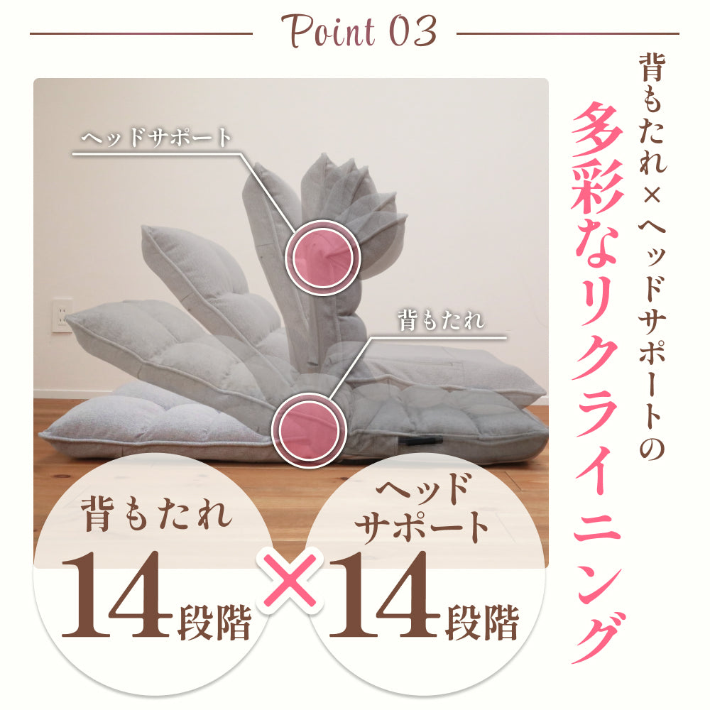 モコモコが気持ちいい低反発レバー式座椅子