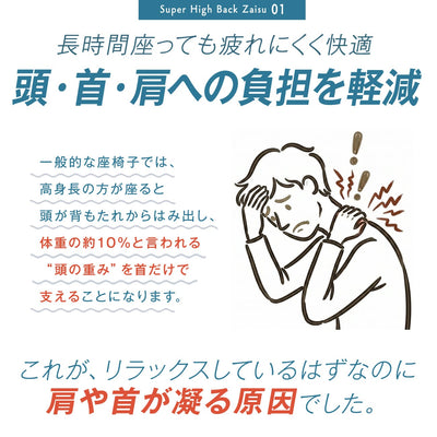 のっぽさんも喜ぶスーパーハイバック肘付き座椅子