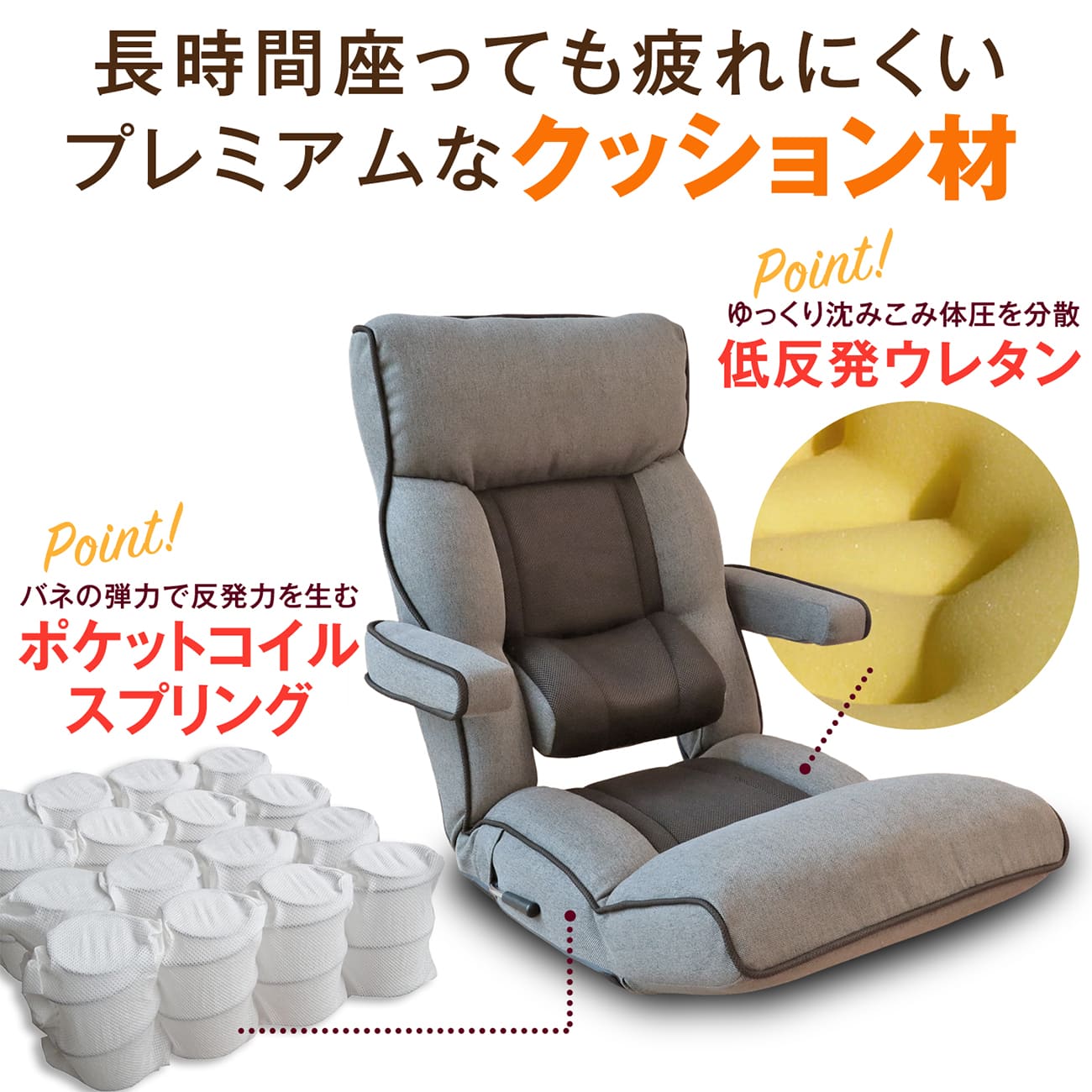 腰の神様がくれた座椅子 PLUS スマート肘タイプ – 座椅子生活｜公式EC